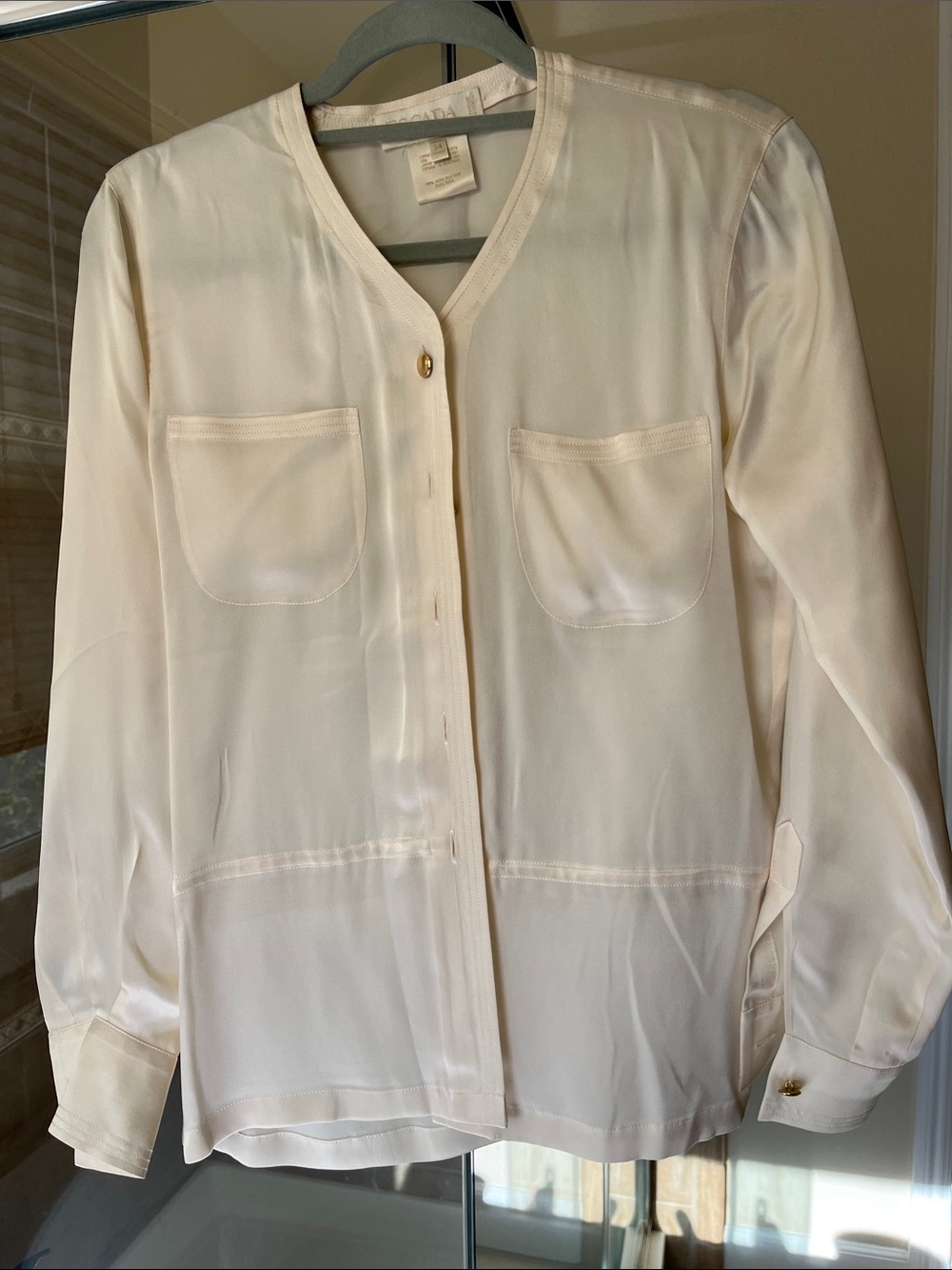 Escada Cream Silk Blouse with Subtle Shine